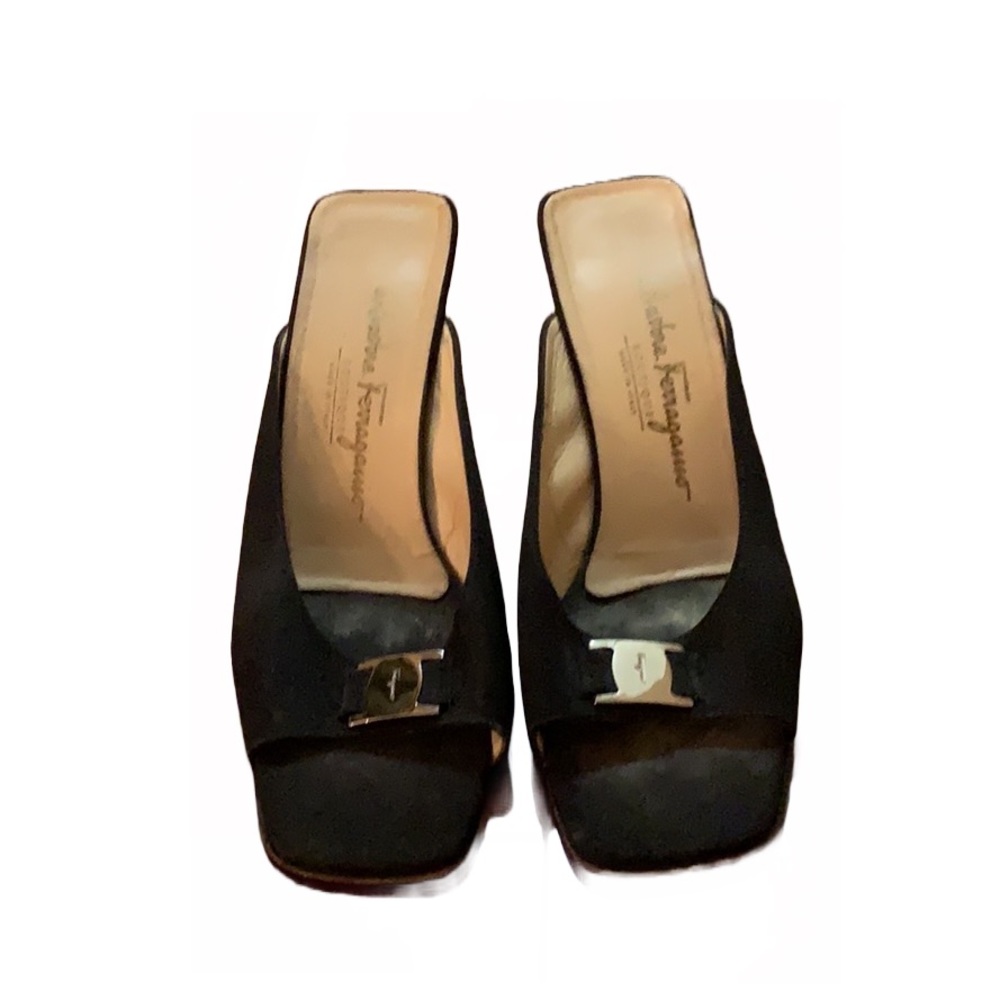 Ferragamo Women's Open Toe Mule Black Slip On